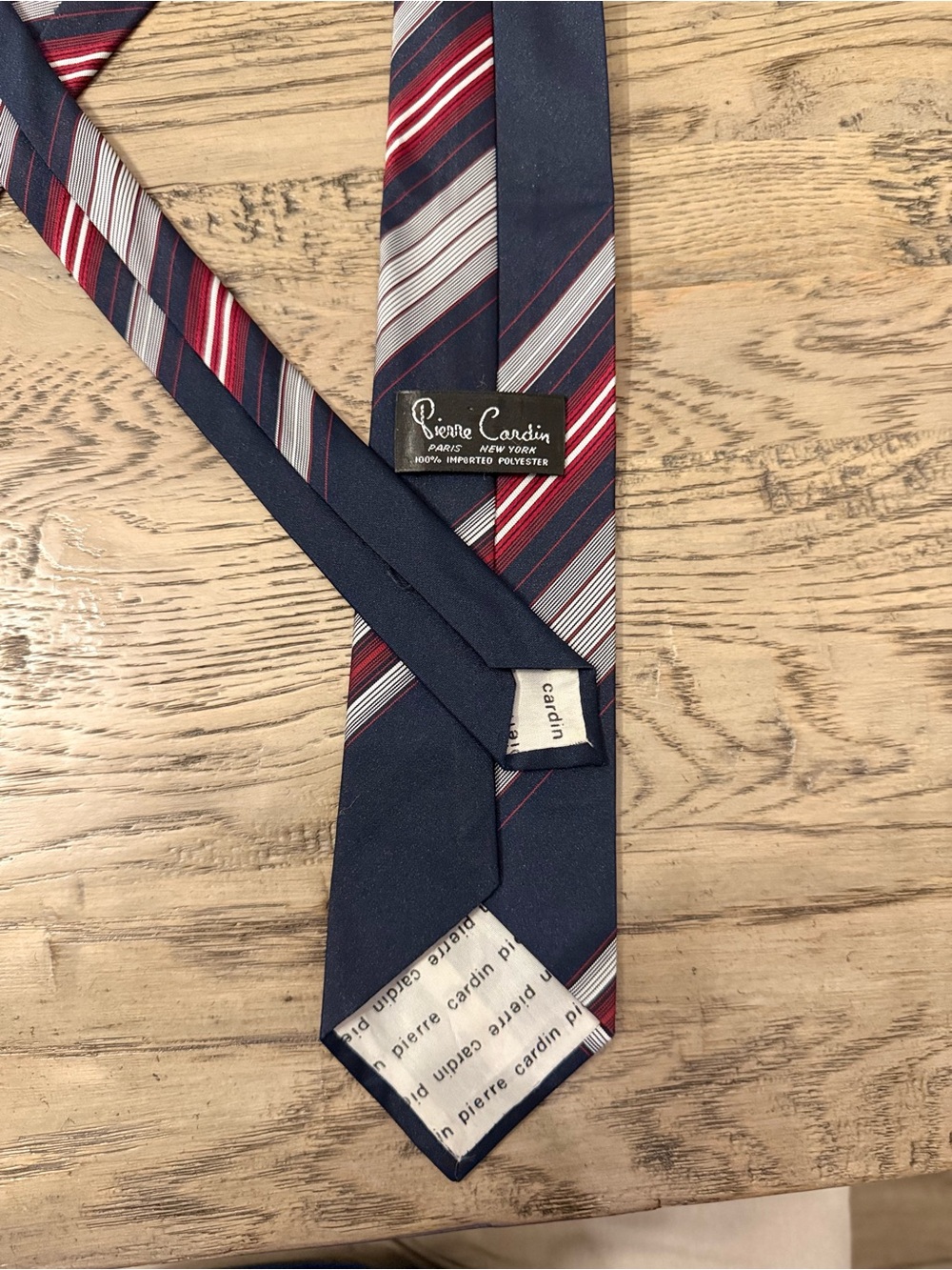 Vintage Pierre Cardin Navy and Red Striped Men’s Tie